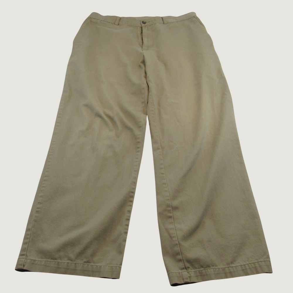 Haggar Chino Pants Mens 36x30 Tan Cotton Twill Straight Leg Khakis